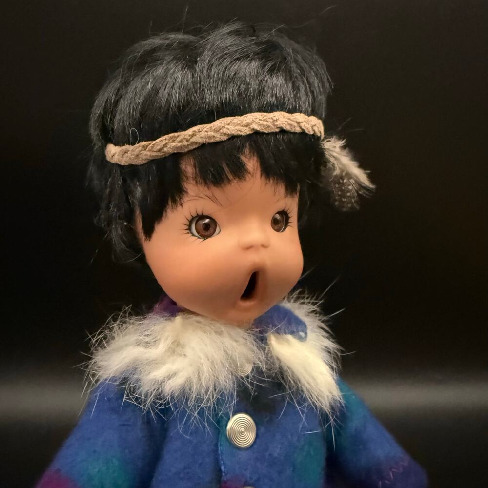 Vintage Claire Marie Native American Handcrafted Porcelain Doll Yawning Singing